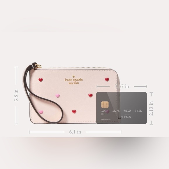 Kate Spade NWT Lucy Heart Studs Small L-zip Wristlet Style KK267 MSRP $109 - Picture 8 of 17